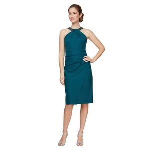 Alex Evenings Short Halter beaded cocktail dress